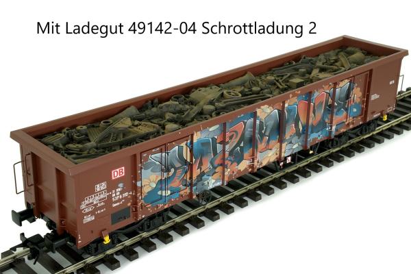 Eanos DB, braun mit Graffiti und Ladegut Schrottladung Nr.2